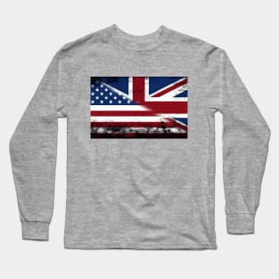 Sliced American flag and UK  flag distressed Long Sleeve T-Shirt